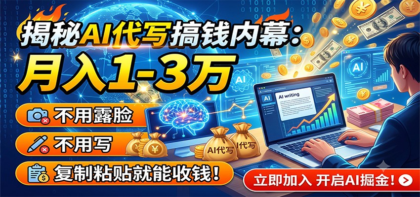揭秘AI代写搞钱内幕：月入1-3万，不用露脸不用写，复制粘贴就能收钱！-迦哆网创社
