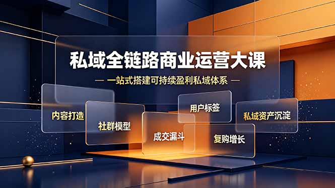 私域全链路商业运营大课，内容打造社群模型成交漏斗，一站式搭建可持续盈利私域体系-迦哆网创社