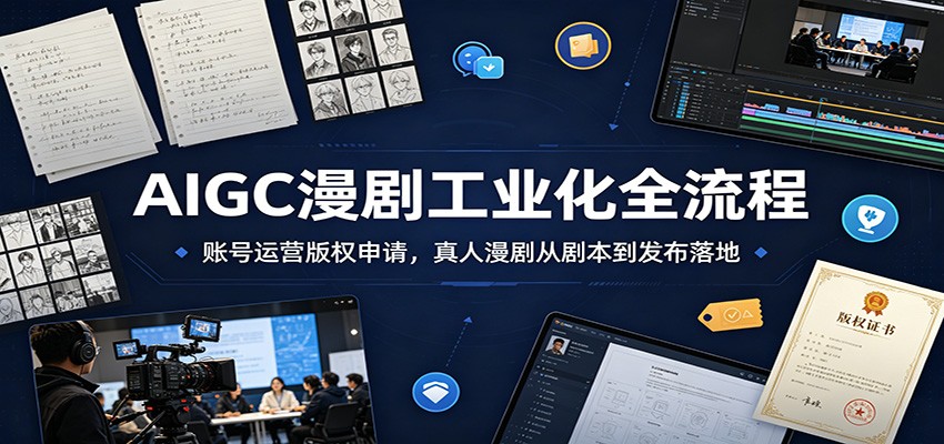 AIGC漫剧工业化全流程：账号运营版权申请，真人漫剧从剧本到发布落地-迦哆网创社