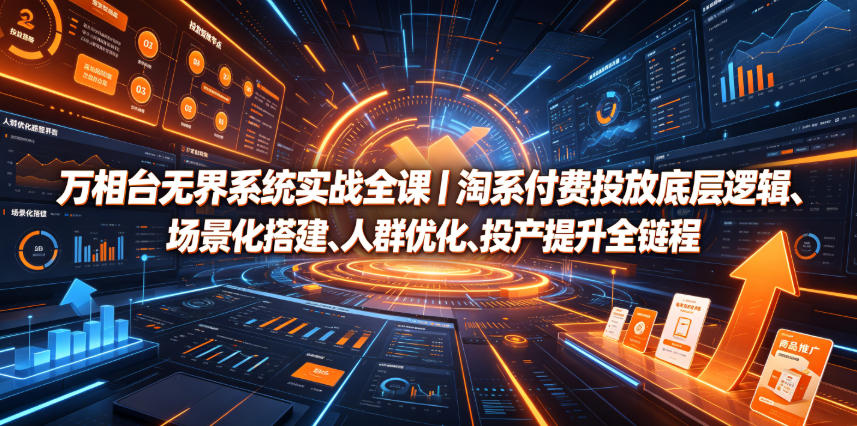 万相台无界系统实战全课｜淘系付费投放底层逻辑、场景化搭建、人群优化、投产提升全链路运营教程-迦哆网创社