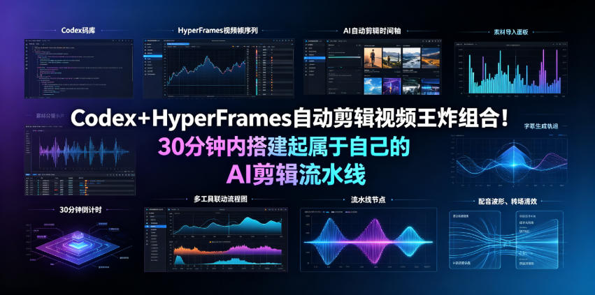 Codex+HyperFrames自动剪辑视频王炸组合!30分钟内搭建起属于自己的AI剪辑流水线(完整版实操教程手册)-迦哆网创社