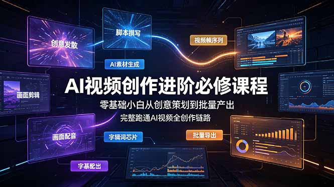 AI视频创作进阶必修课程:零基础小白从创意策划到批量产出,完整跑通AI视频全创作链路-迦哆网创社