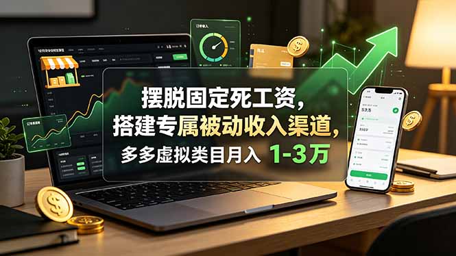 摆脱固定死工资,搭建专属被动收入渠道,多多虚拟类目月入 1-3 万-迦哆网创社