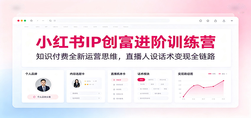 小红书IP创富进阶训练营：知识付费全新运营思维，直播人设话术变现全链路-迦哆网创社