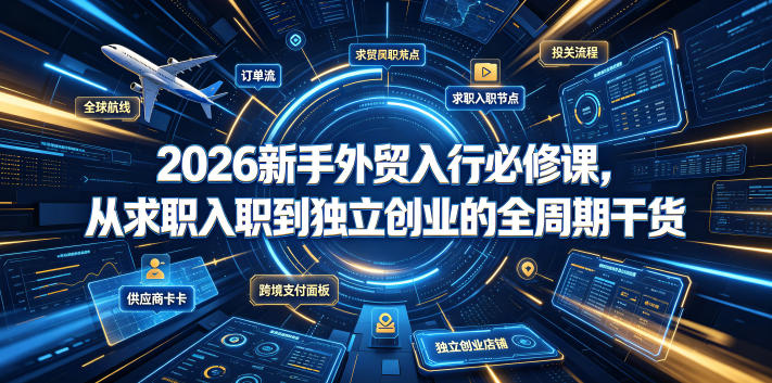 2026新手外贸入行必修课，从求职入职到独立创业的全周期干货-迦哆网创社