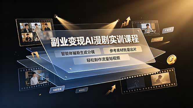 副业变现AI漫剧实训课程,智能体辅助生成分镜,参考素材批量出片,轻松制作流量短视频-迦哆网创社