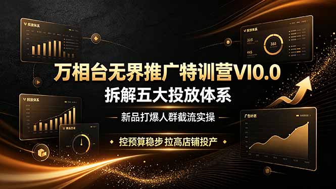 万相台无界推广特训营VI0.0，拆解五大投放体系，新品打爆人群截流实操，控预算稳步拉高店铺投产-迦哆网创社