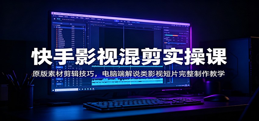 快手影视混剪实操课：原版素材剪辑技巧，电脑端解说类影视短片完整制作教学-迦哆网创社