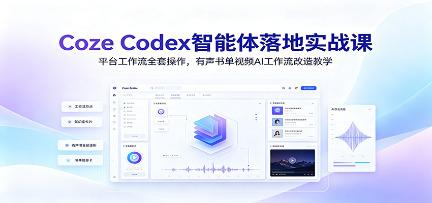 Coze Codex智能体落地实战课:平台工作流全套操作,有声书单视频AI工作流改造教学-迦哆网创社