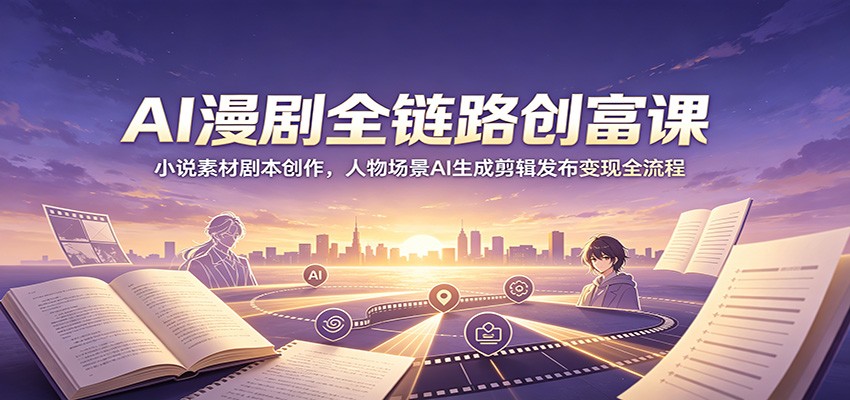 AI漫剧全链路创富课：小说素材剧本创作，人物场景AI生成剪辑发布变现全流程-迦哆网创社