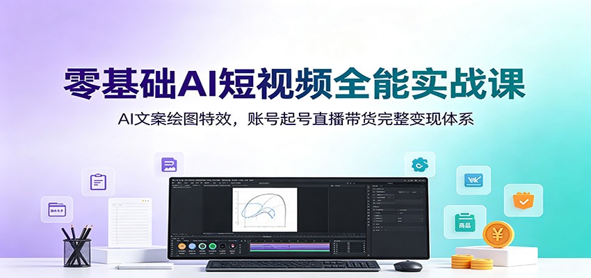 零基础AI短视频全能实战课：AI文案绘图特效，账号起号直播带货完整变现体系-迦哆网创社