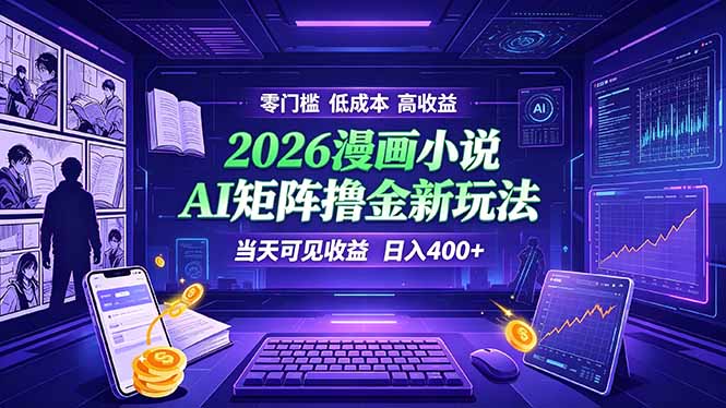 爆款小说漫画大阅读 ai矩阵操作 当天可见收益 日入400+ 零门槛 高收益-迦哆网创社