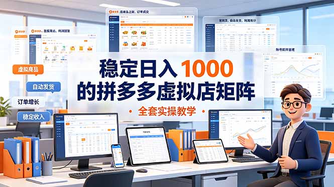 稳定日入 1000 的拼多多虚拟店矩阵,全套实操教学-迦哆网创社