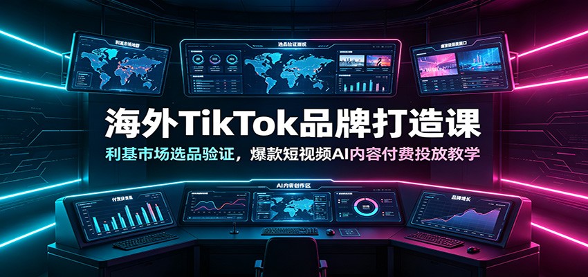 海外TikTok品牌打造课：利基市场选品验证，爆款短视频AI内容付费投放教学-迦哆网创社