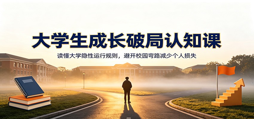 大学生成长破局认知课:读懂大学隐性运行规则,避开校园弯路减少个人损失-迦哆网创社