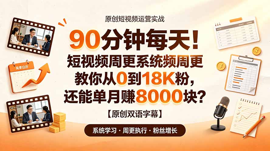 90 分钟每天!短视频周更系统教你从 0 到 18K 粉,还能单月赚 8000 块?【原创双语字幕】-迦哆网创社