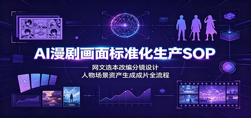 AI漫剧画面标准化生产SOP:网文选本改编分镜设计,人物场景资产生成成片全流程-迦哆网创社