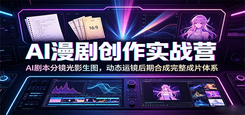 AI漫剧创作实战营：AI剧本分镜光影生图，动态运镜后期合成完整成片体系-迦哆网创社