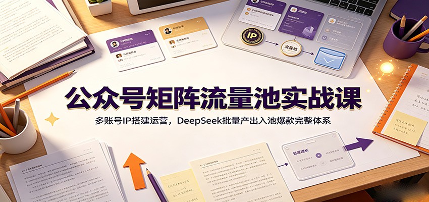 公众号矩阵流量池实战课：多账号IP搭建运营，DeepSeek批量产出入池爆款完整体系-迦哆网创社