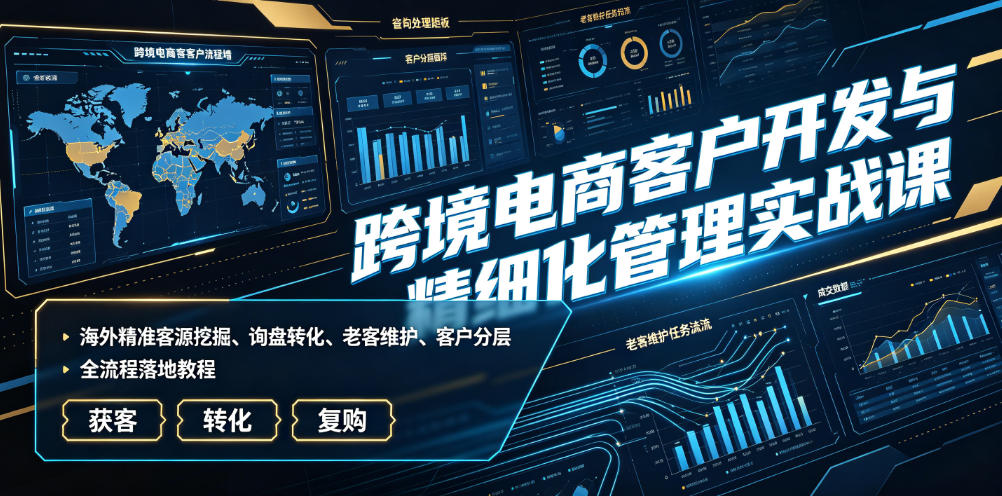 跨境电商客户开发与精细化管理实战课｜海外精准客源挖掘、询盘转化、老客维护、客户分层全流程落地教程-迦哆网创社