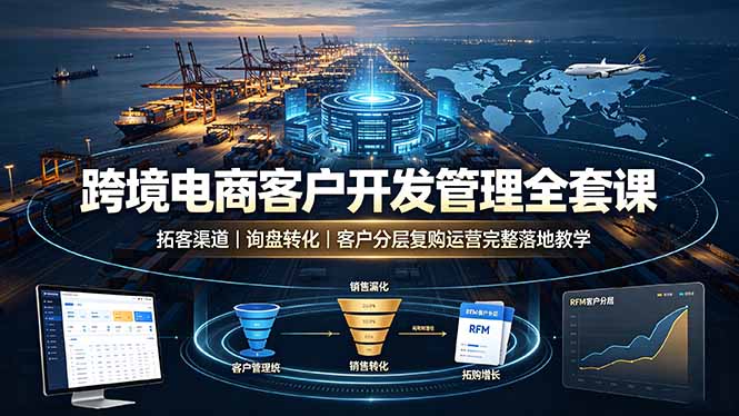 跨境电商客户开发管理全套课·拓客渠道|询盘转化|客户分层复购运营完整落地教学-迦哆网创社