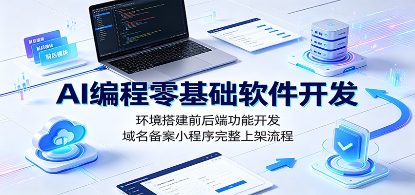 AI编程零基础软件开发：环境搭建前后端功能开发，域名备案小程序完整上架流程-迦哆网创社