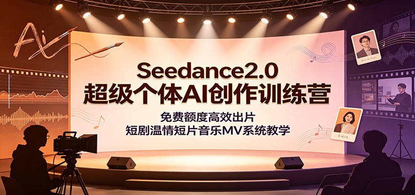 Seedance2.0超级个体AI创作训练营：免费额度高效出片，短剧温情短片音乐MV系统教学-迦哆网创社