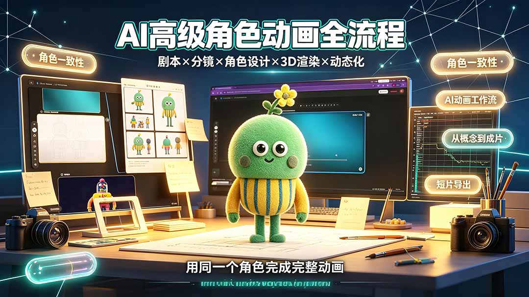 AI高级角色动画全流程：剧本×分镜×角色设计×3D渲染×动态化，从概念到成片一站式教学-迦哆网创社