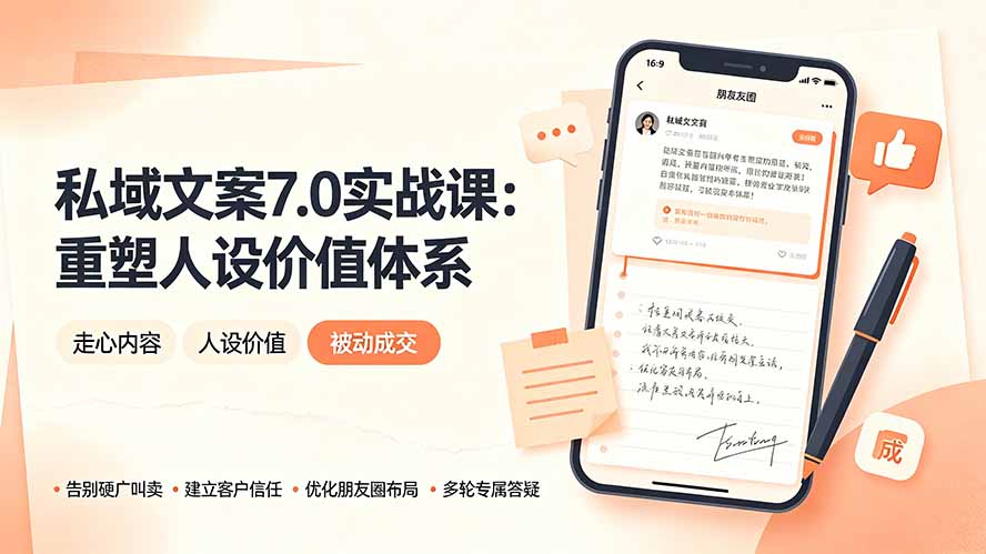 私域文案实战课7.0：重塑人设价值体系｜-告别硬广推销×走心内容×自我价值塑造，实现被动成交-迦哆网创社