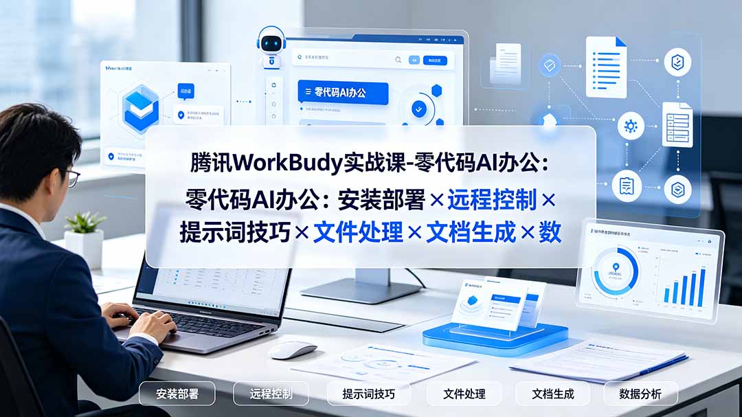 腾讯WorkBuddy实战课-零代码AI办公：安装部署×远程控制×提示词技巧×文件处理×文档生成×数据分析-迦哆网创社