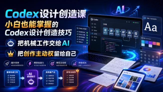 Codex设计创造课，小白也能掌握的Codex设计创造技巧，把机械工作交给AI，把创作主动权留给自己-迦哆网创社