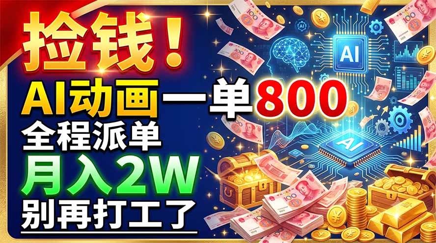 捡钱！AI动画一单800，全程派单，月入2W，别再打工了-迦哆网创社