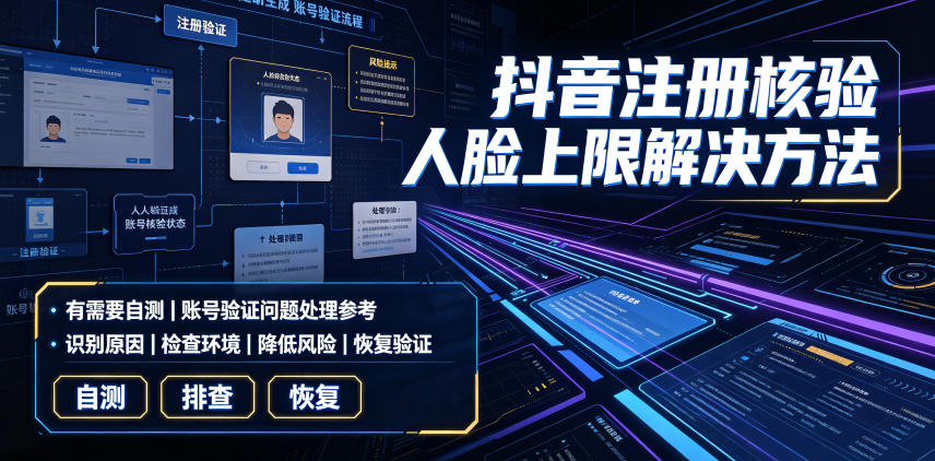 抖音注册核验人脸上限解决方法,有需要自测-迦哆网创社