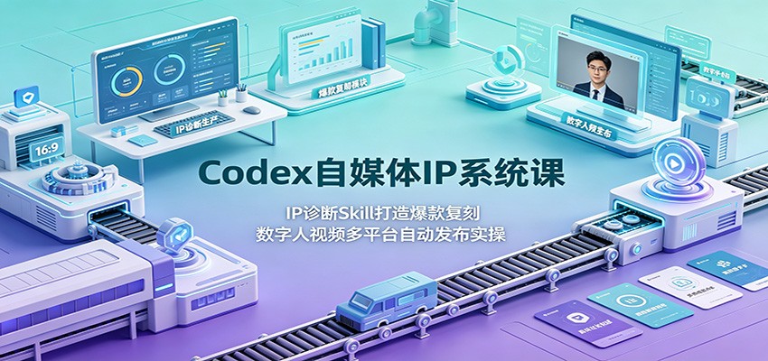 Codex自媒体IP系统课：IP诊断Skill打造爆款复刻，数字人视频多平台自动发布实操-迦哆网创社