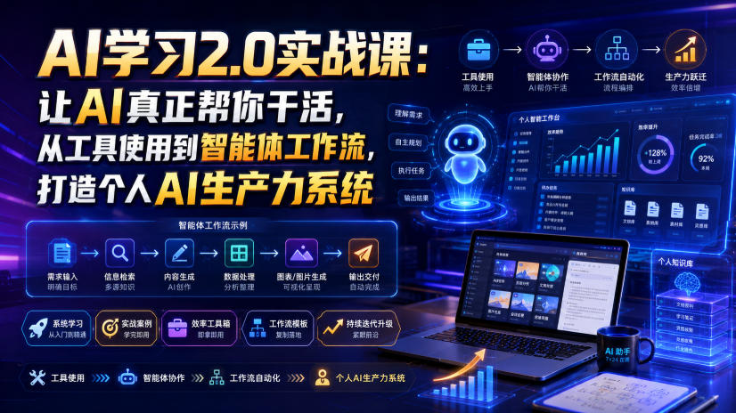 AI学习2.0实战课：让AI真正帮你干活，从工具使用到智能体工作流，打造个人AI生产力系统-迦哆网创社