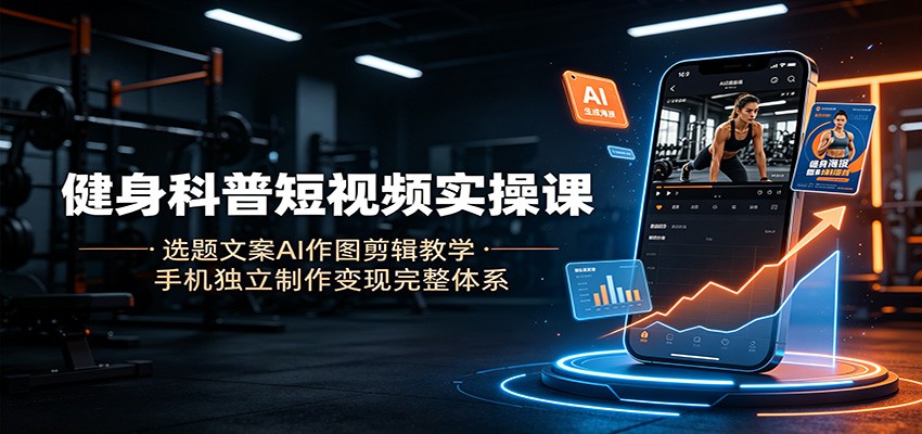 健身科普短视频实操课：选题文案AI作图剪辑教学，手机独立制作变现完整体系-迦哆网创社