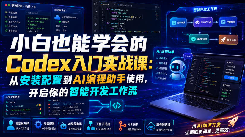 小白也能学会的Codex入门实战课：从安装配置到AI编程助手使用，开启你的智能开发工作流-迦哆网创社