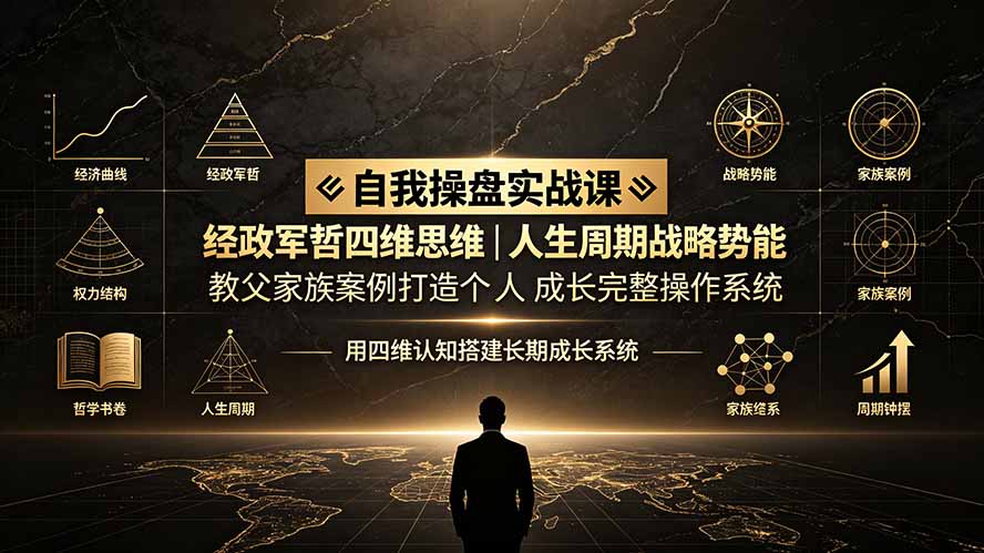 自我操盘实战课：经政军哲四维思维｜人生周期战略势能｜教父家族案例打造个人成长完整操作系统-迦哆网创社