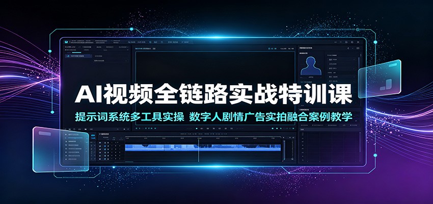 AI视频全链路实战特训课：提示词系统多工具实操，数字人剧情广告实拍融合案例教学-迦哆网创社