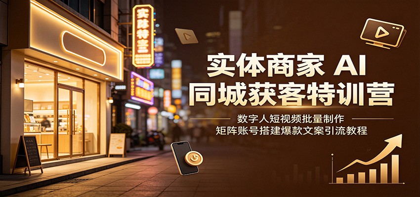 实体商家AI同城获客特训营:数字人短视频批量制作,矩阵账号搭建爆款文案引流教程-迦哆网创社