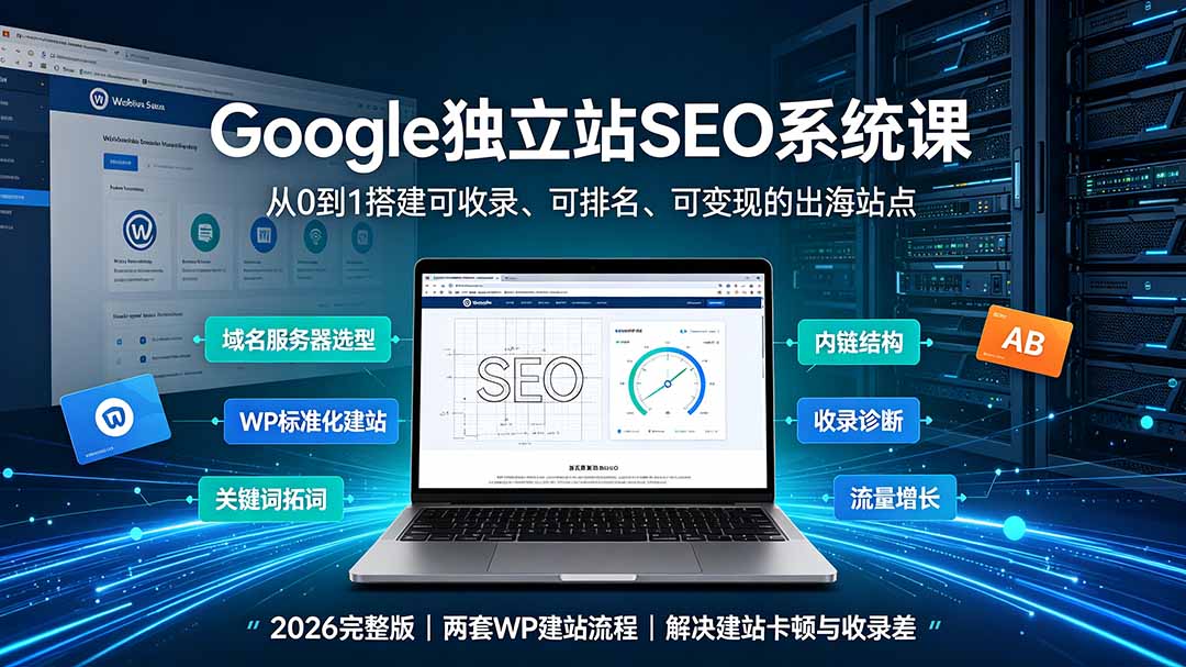 Google独立站SEO-7月系统课：出海基建×WordPress建站×AI内容生产×站内外优化×Search Console×AdSense变现-迦哆网创社