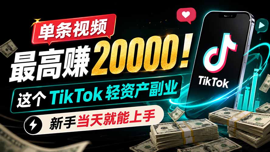 单条视频最高赚 20000!这个 TikTok 轻资产副业,新手当天就能上手-迦哆网创社