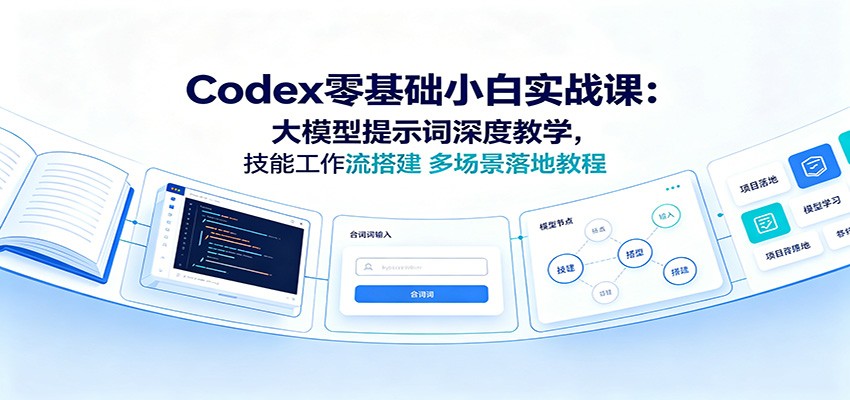 Codex零基础小白实战课：大模型提示词深度教学，技能工作流搭建多场景落地教程-迦哆网创社
