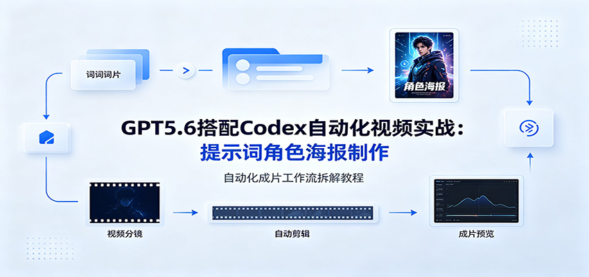 GPT5.6搭配Codex自动化视频实战:提示词角色海报制作,自动化成片工作流拆解教程-迦哆网创社