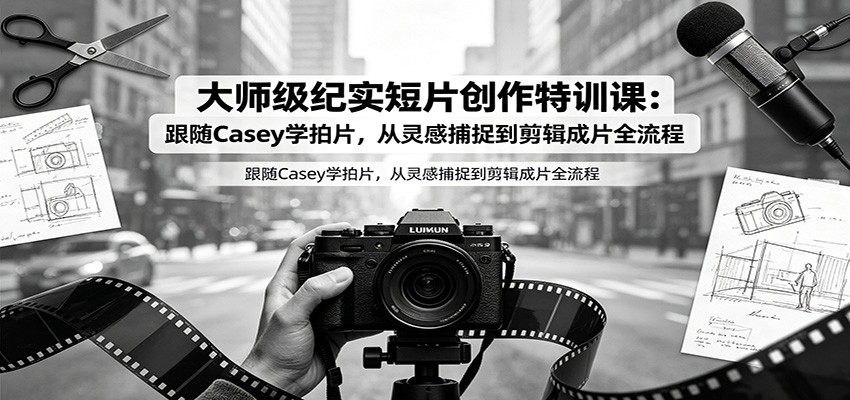 大师级纪实短片创作特训课：跟随Casey学拍片，从灵感捕捉到剪辑成片全流程-迦哆网创社