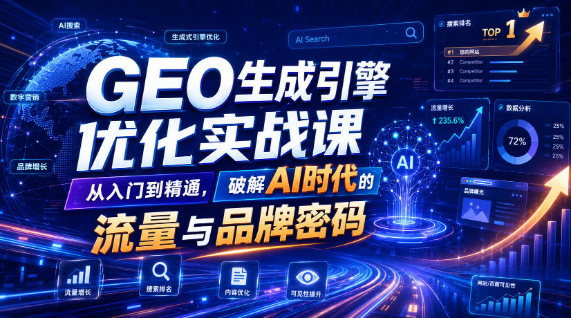GEO生成引擎优化实战课,从入门到精通,破解AI时代的流量与品牌密码-迦哆网创社