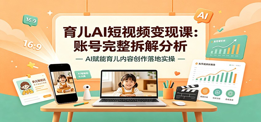 育儿AI短视频变现课:账号完整拆解分析,AI赋能育儿内容创作落地实操-迦哆网创社