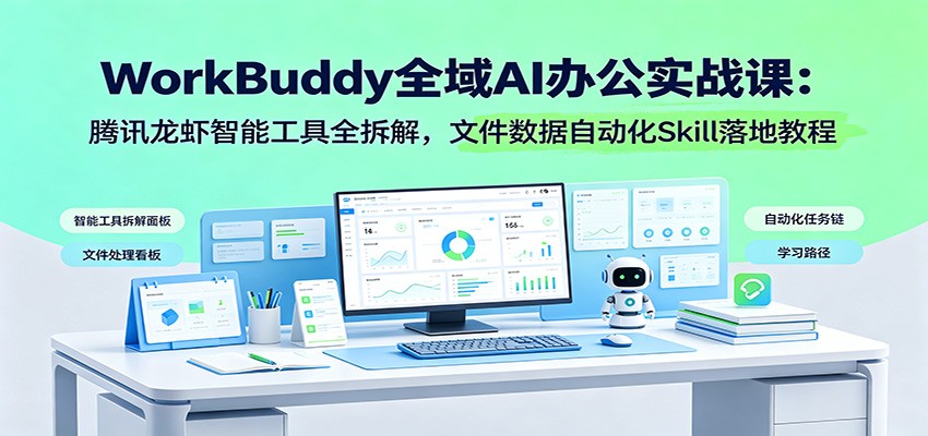 WorkBuddy全域AI办公实战课：腾讯龙虾智能工具全拆解，文件数据自动化Skill落地教程-迦哆网创社