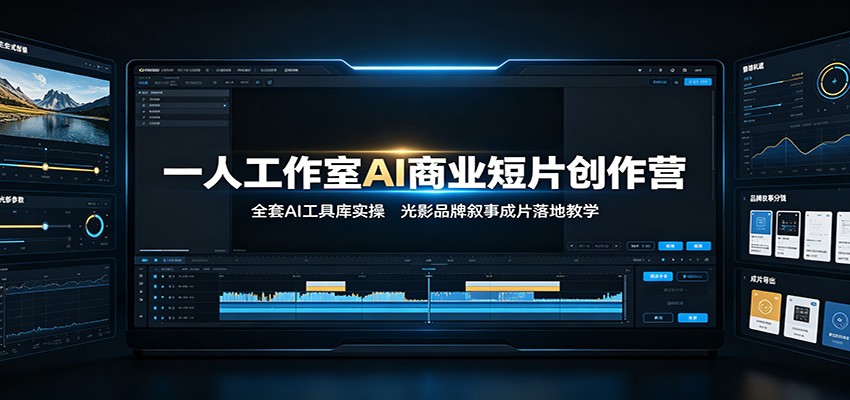 一人工作室AI商业短片创作营：全套AI工具库实操，光影品牌叙事成片落地教学-迦哆网创社