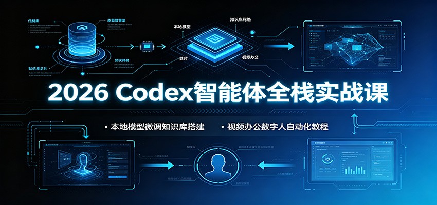 2026 Codex智能体全栈实战课：本地模型微调知识库搭建，视频办公数字人自动化教程-迦哆网创社